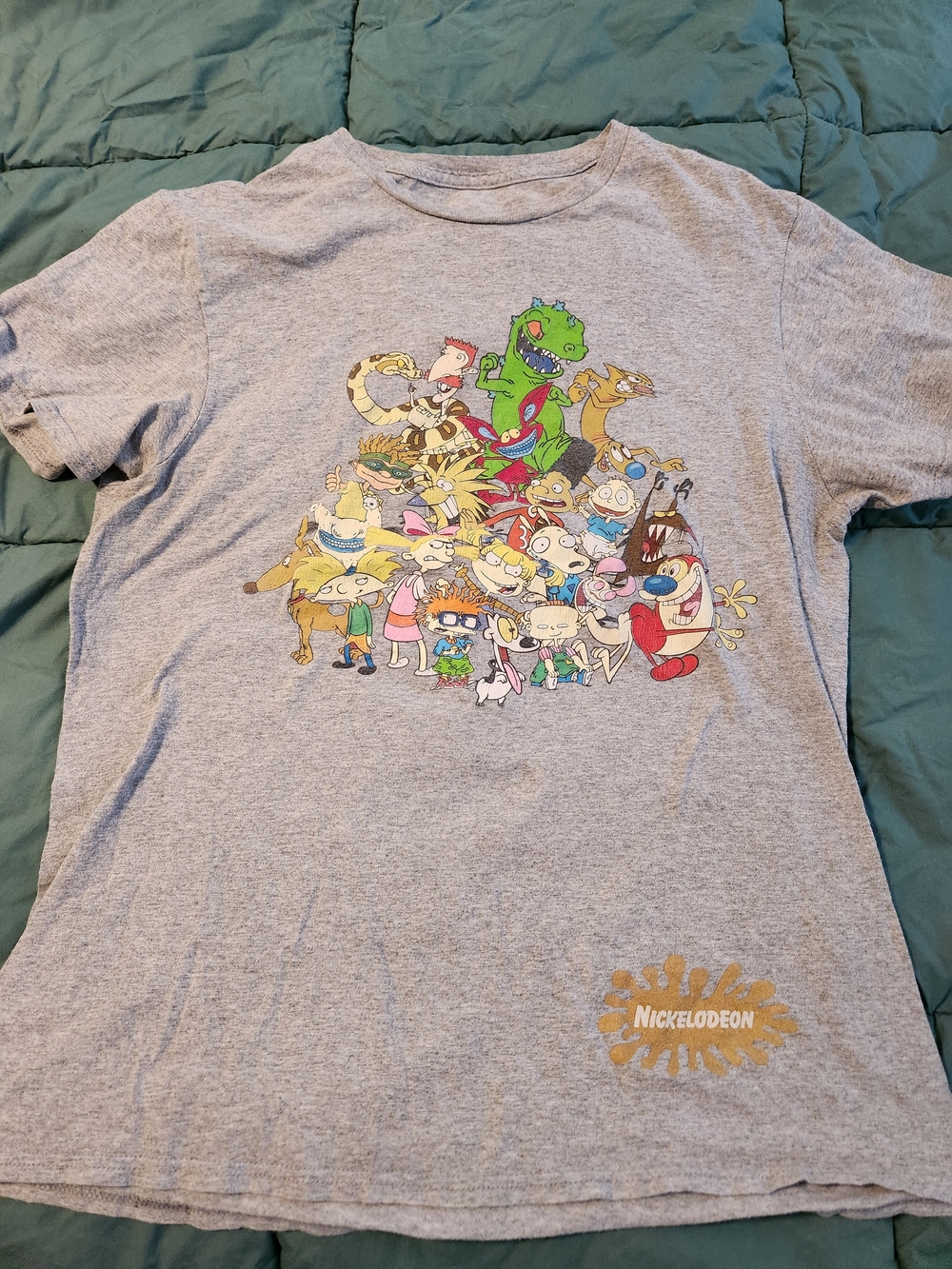 Nickelodeon Men's Heather Gray Cartoon Character Tee